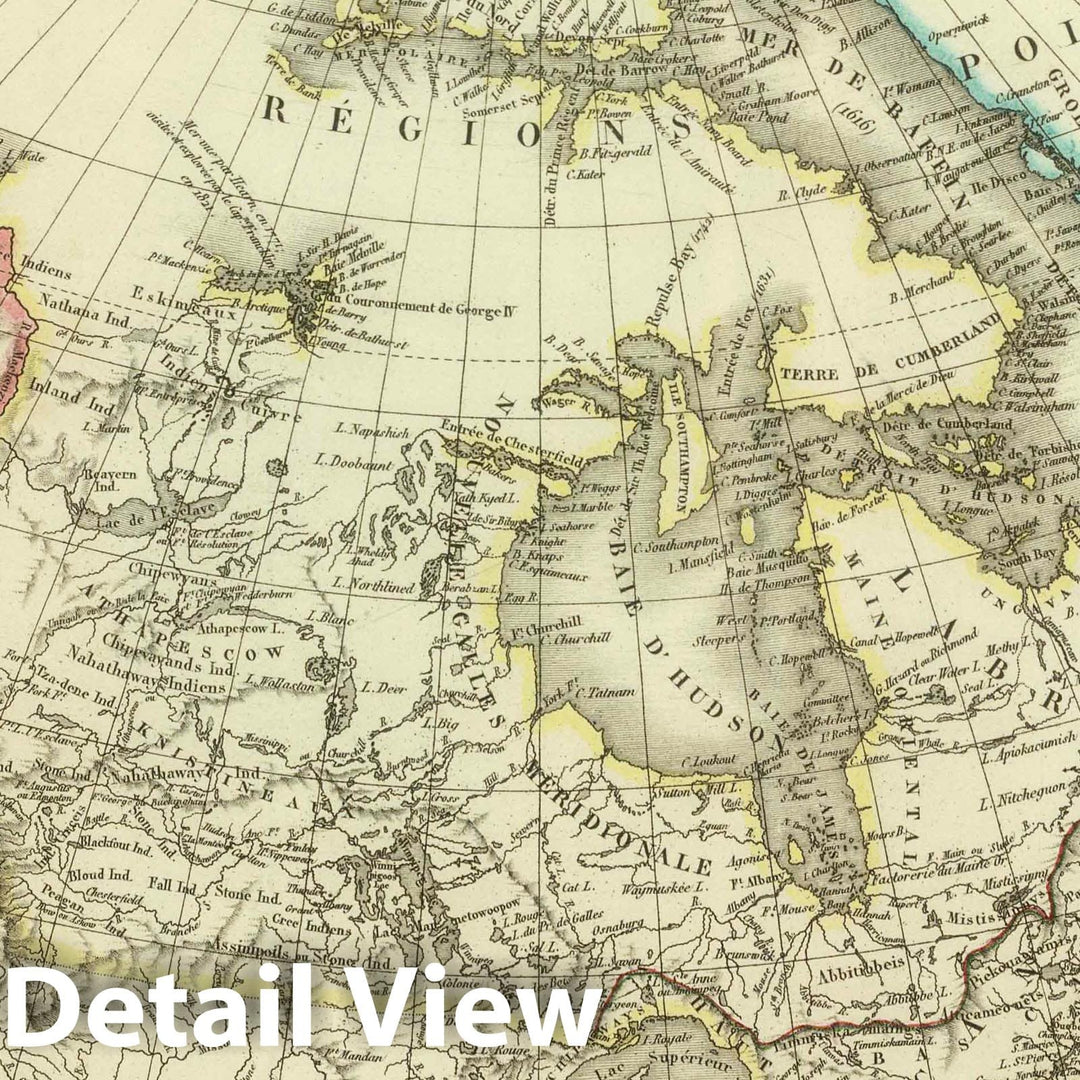 Historic Map : Canada; Iceland, Alaska, 1825 Carte de la partie Septentrionale de Nouveau Monde. , Vintage Wall Art