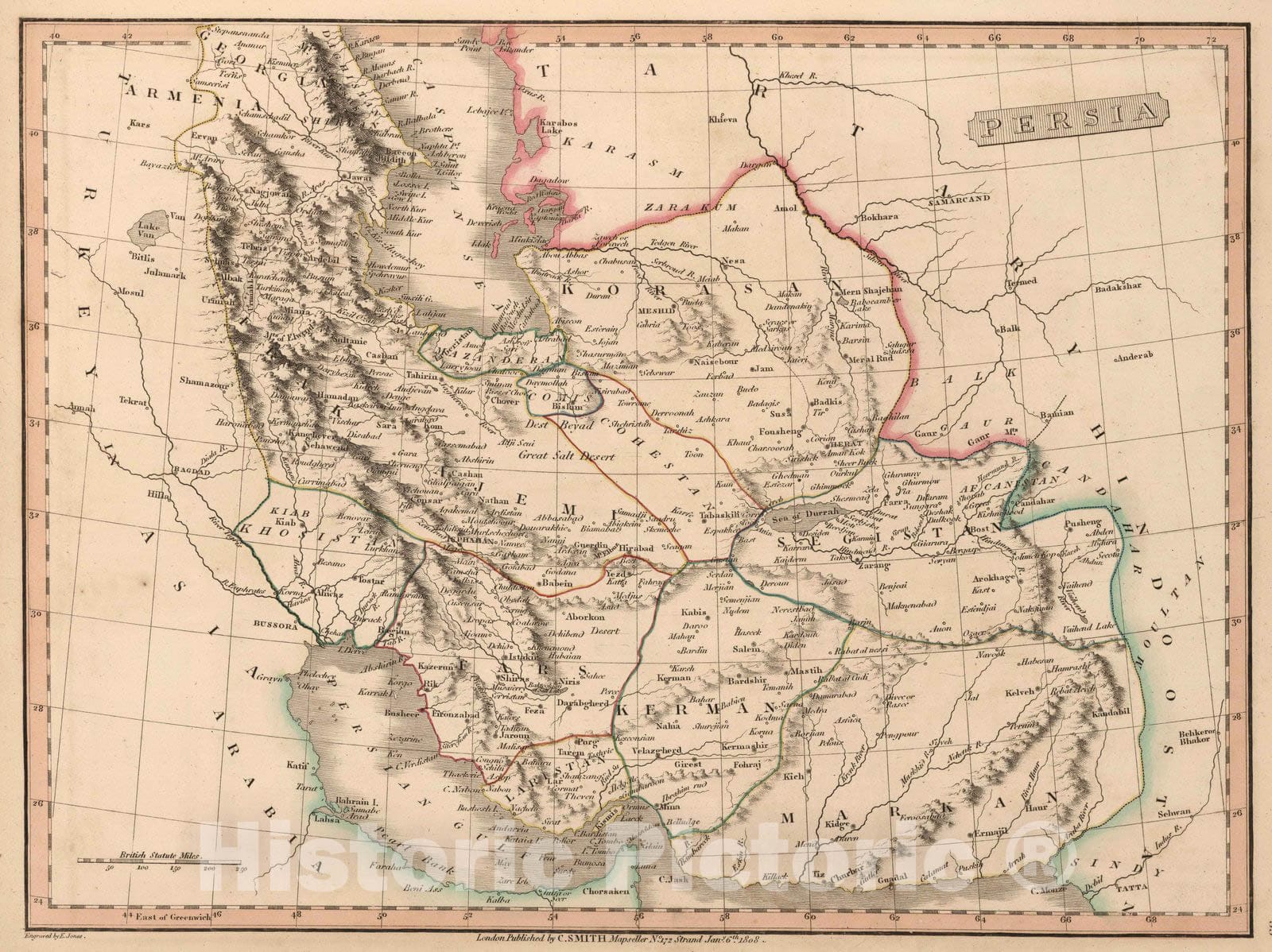 Historic Map : 1808 Persia. - Vintage Wall Art