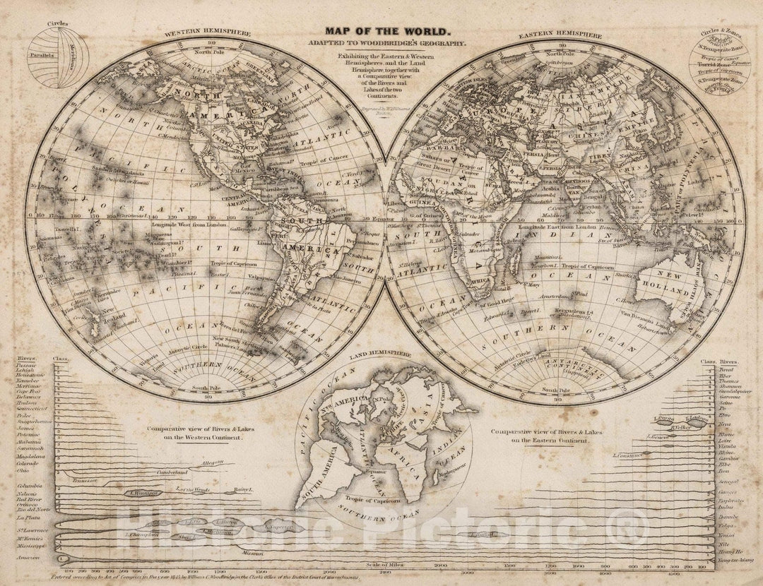 Historic Map : School Atlas - 1845 Map Of The World - Vintage Wall Art