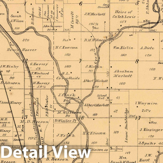 Historic Map : 1874 Washington Township, Wayne County, Indiana. - Vintage Wall Art