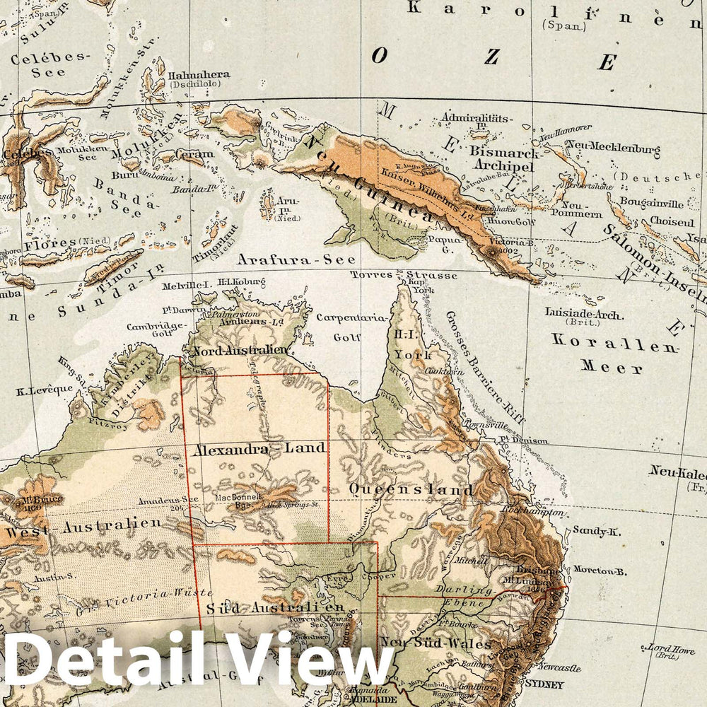 Historic Map : New Zealand, Australia 1896 Australien , Vintage Wall Art