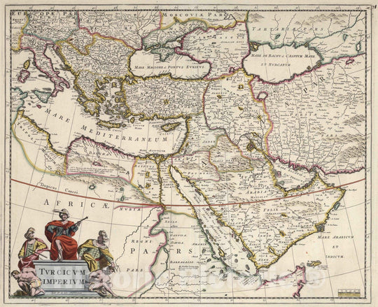 Historic Map : Saudi Arabia, West Asia 1682 Turcicum Imperium. , Vintage Wall Art