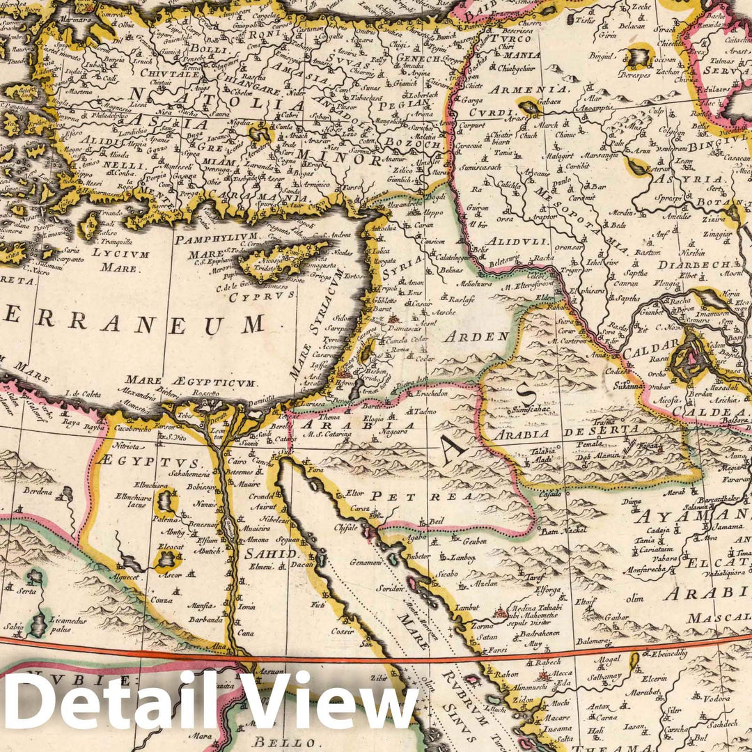 Historic Map : Saudi Arabia, West Asia 1682 Turcicum Imperium. , Vintage Wall Art