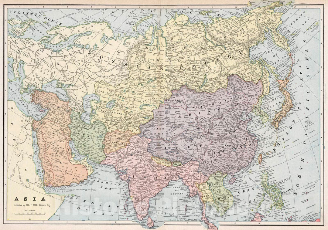 Historic Map : 1901 Asia : Vintage Wall Art