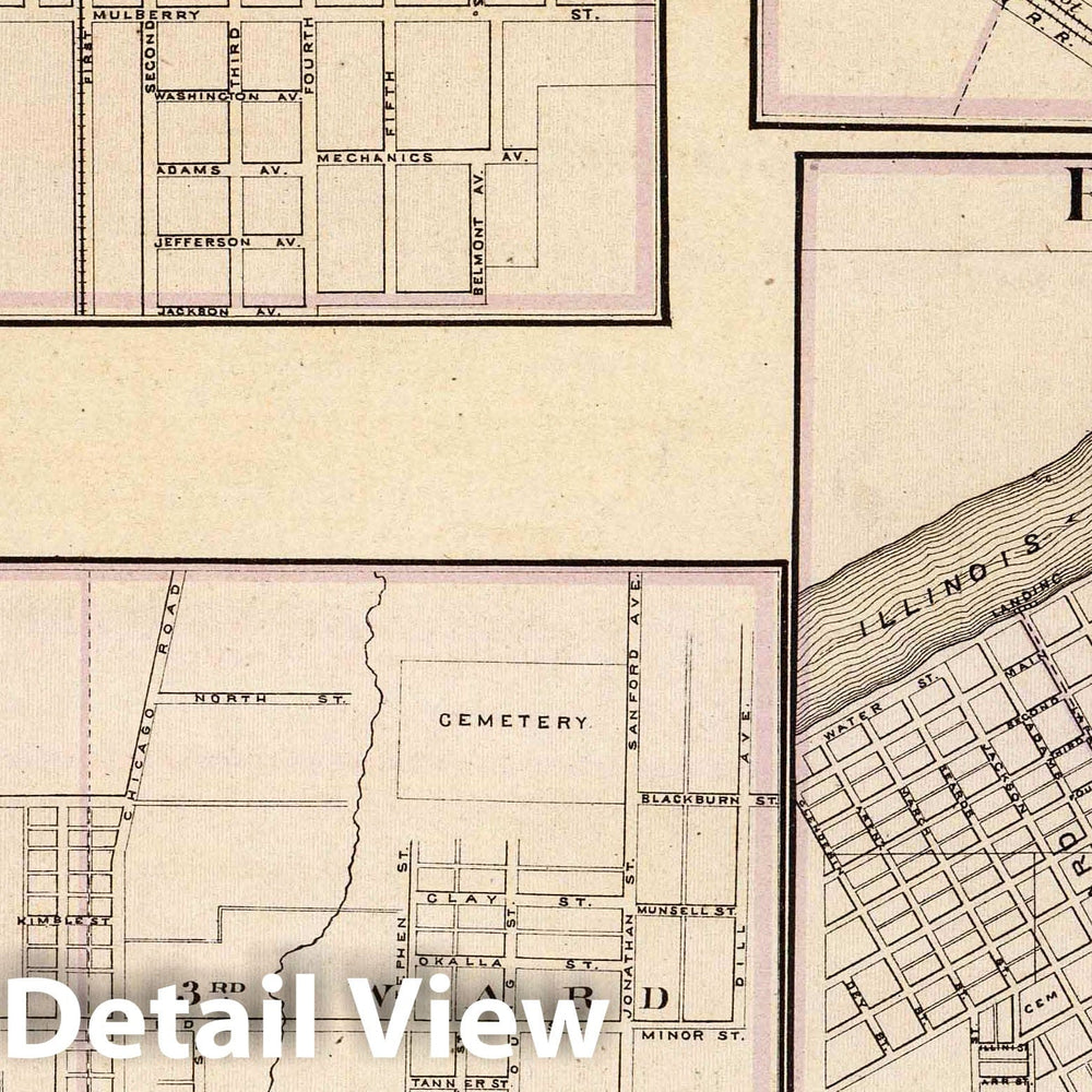 Historic Map : 1876 Watseka, Paris, Mt. Sterling, Beardstown and Arcola. - Vintage Wall Art