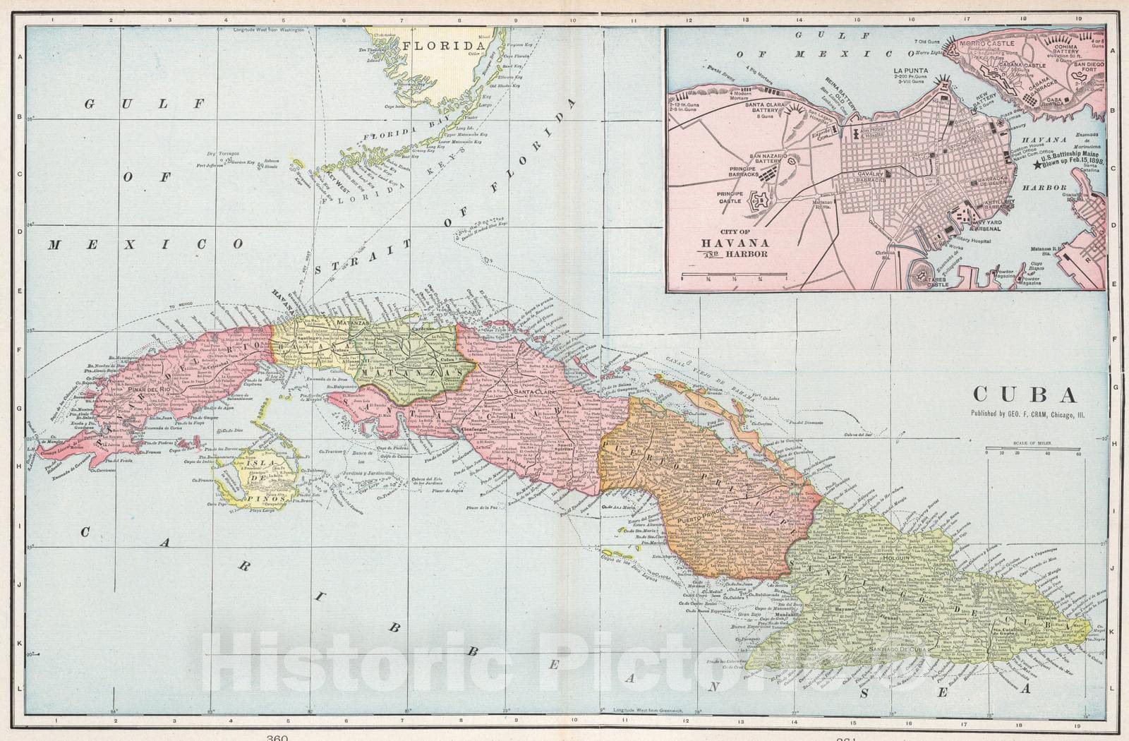 Historic Map : 1901 Cuba - Vintage Wall Art