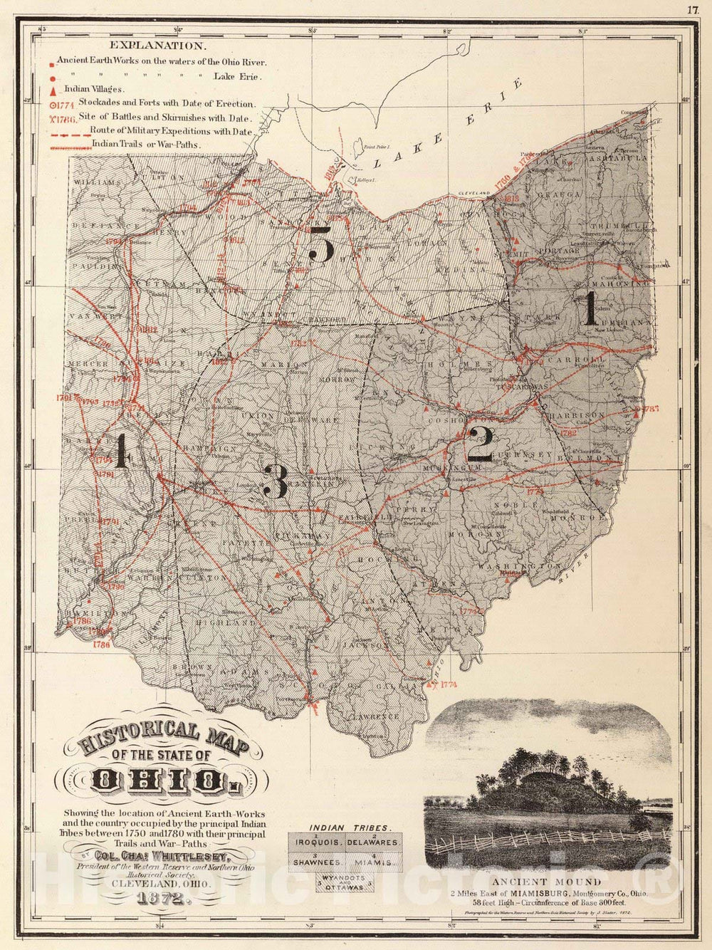 Historic Map - 1872 Historical map of the State of Ohio. - Vintage Wall Art