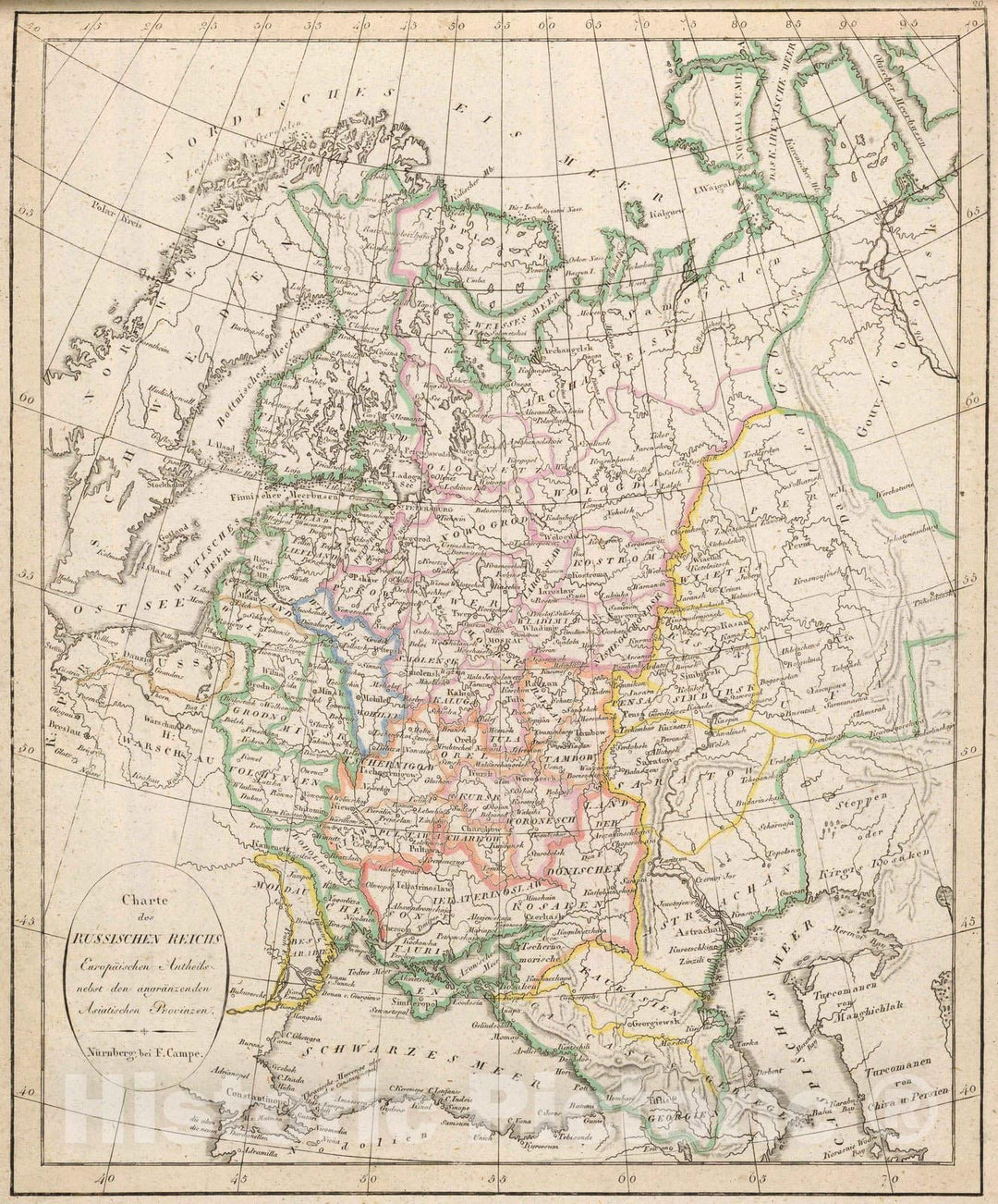 Historic Map : Russia; Ukraine, Europe, Eastern 1822 Russischen Reichs, Europaischen Antheils. , Vintage Wall Art