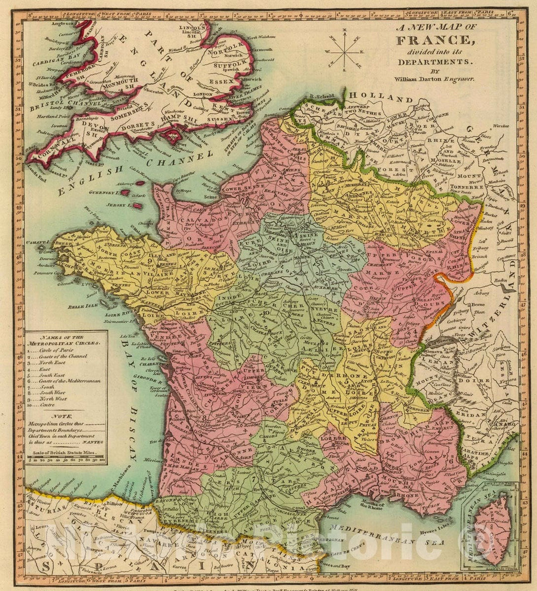 Historic Map : 1811 France. v1 - Vintage Wall Art