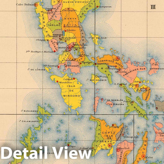 Historic Map : Philippines, 1899 No. 5. Estaciones Meteorologico-Seismicas. , Vintage Wall Art