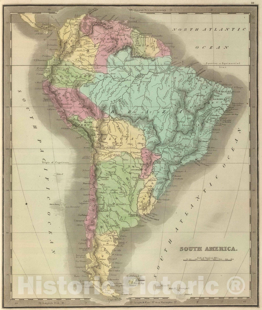 Historic Map : 1848 South America. v3 - Vintage Wall Art