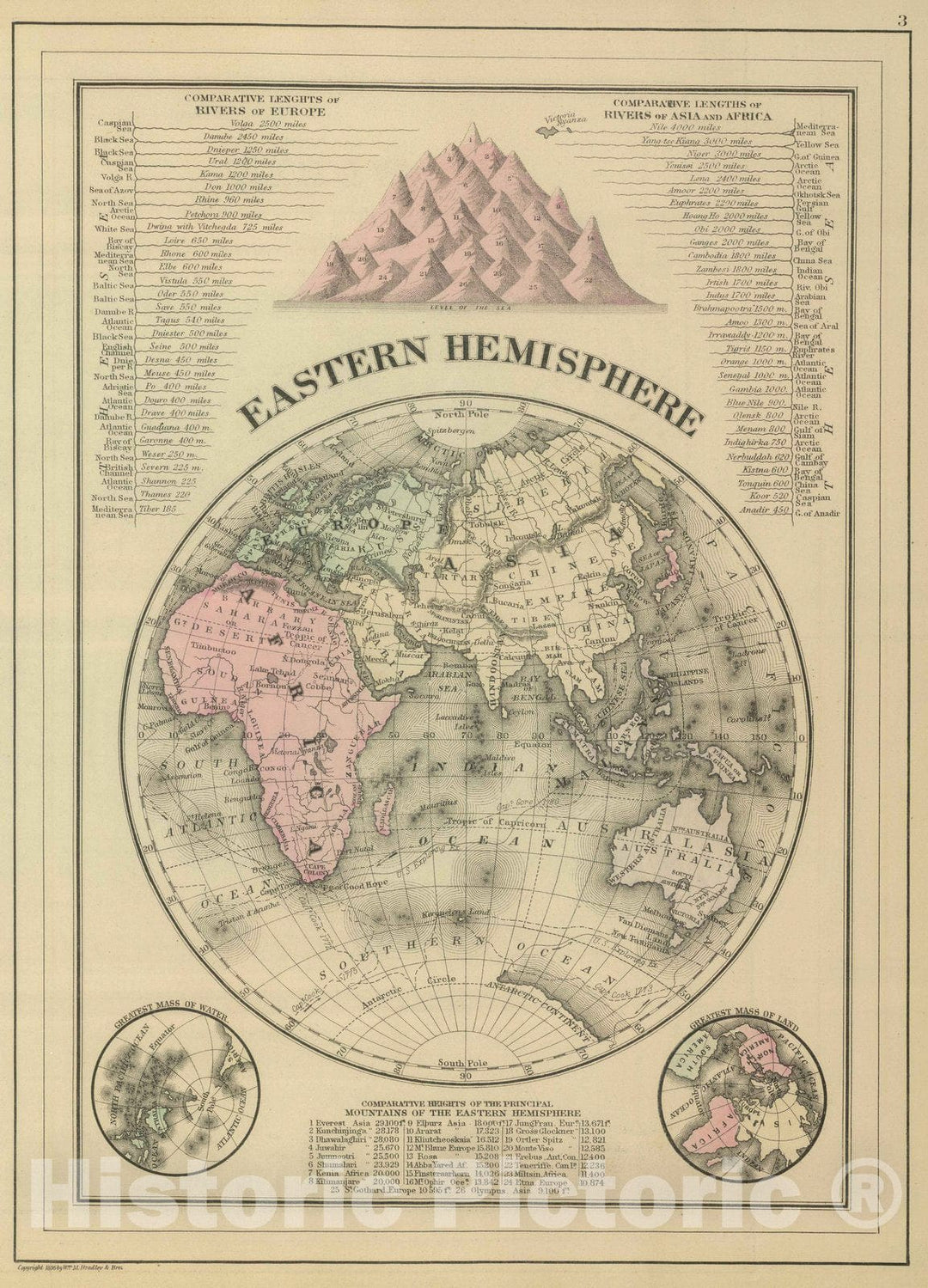 Historic Map : 1886 Eastern Hemisphere. - Vintage Wall Art