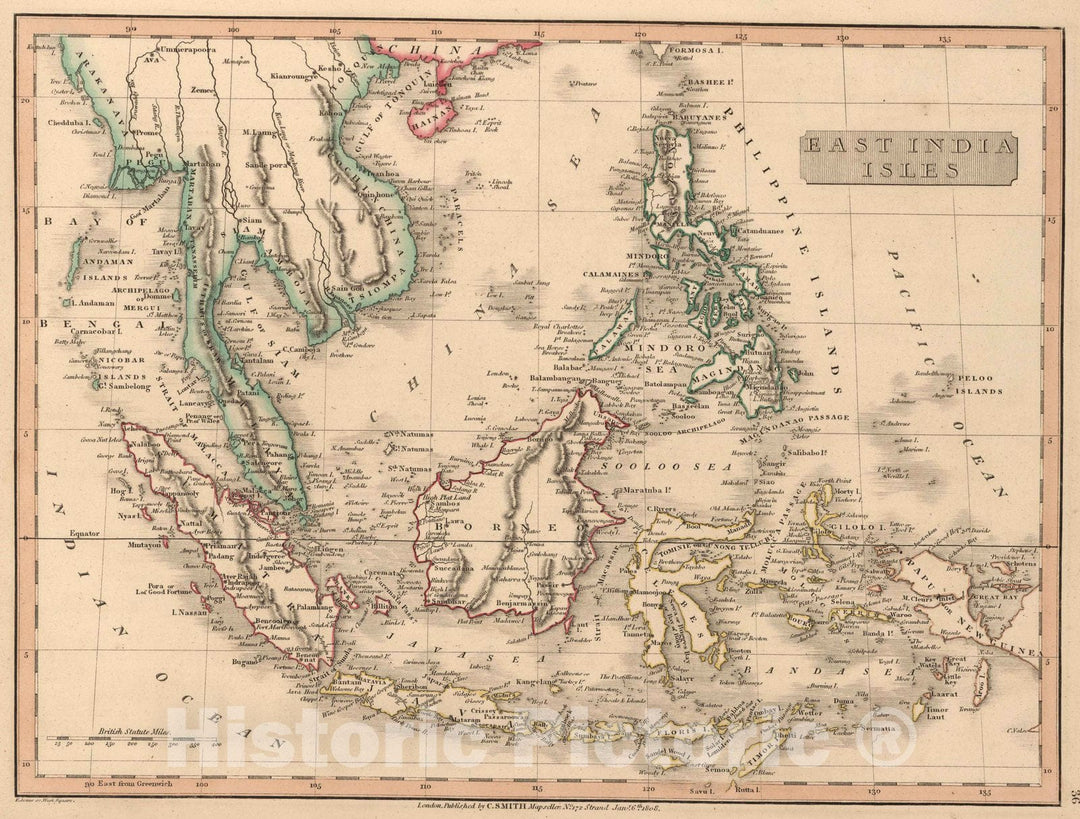 Historic Map : 1808 East India Isles. - Vintage Wall Art