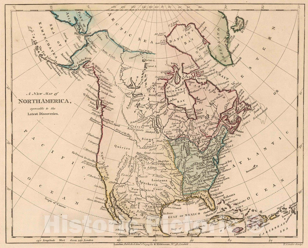 Historic Map : 1794 North America. - Vintage Wall Art