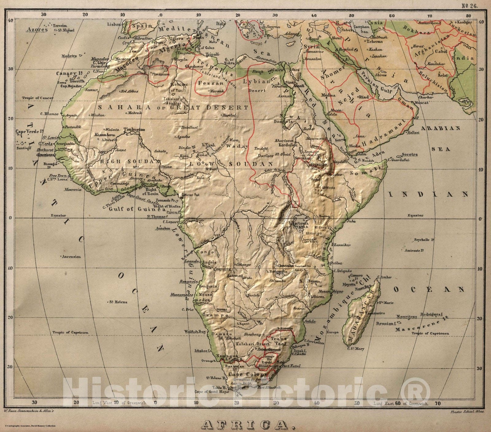 Historic Map : 1880 Africa. v1 - Vintage Wall Art