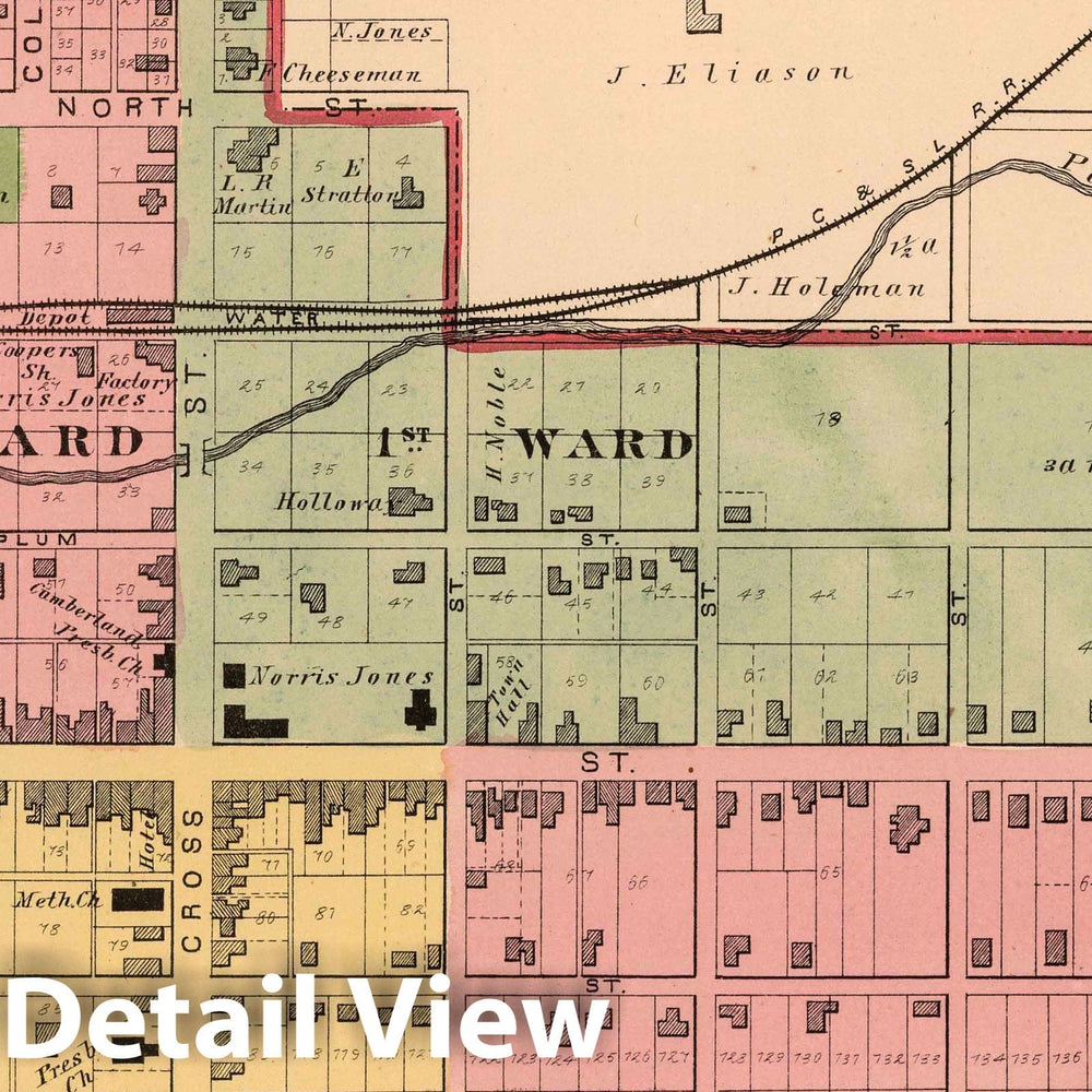 Historic Map : 1874 Centreville, Wayne County, Indiana. - Vintage Wall Art