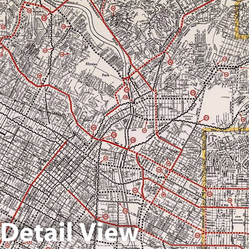 Historic Map : 1935 City of Los Angeles (East Central Section). - Vintage Wall Art