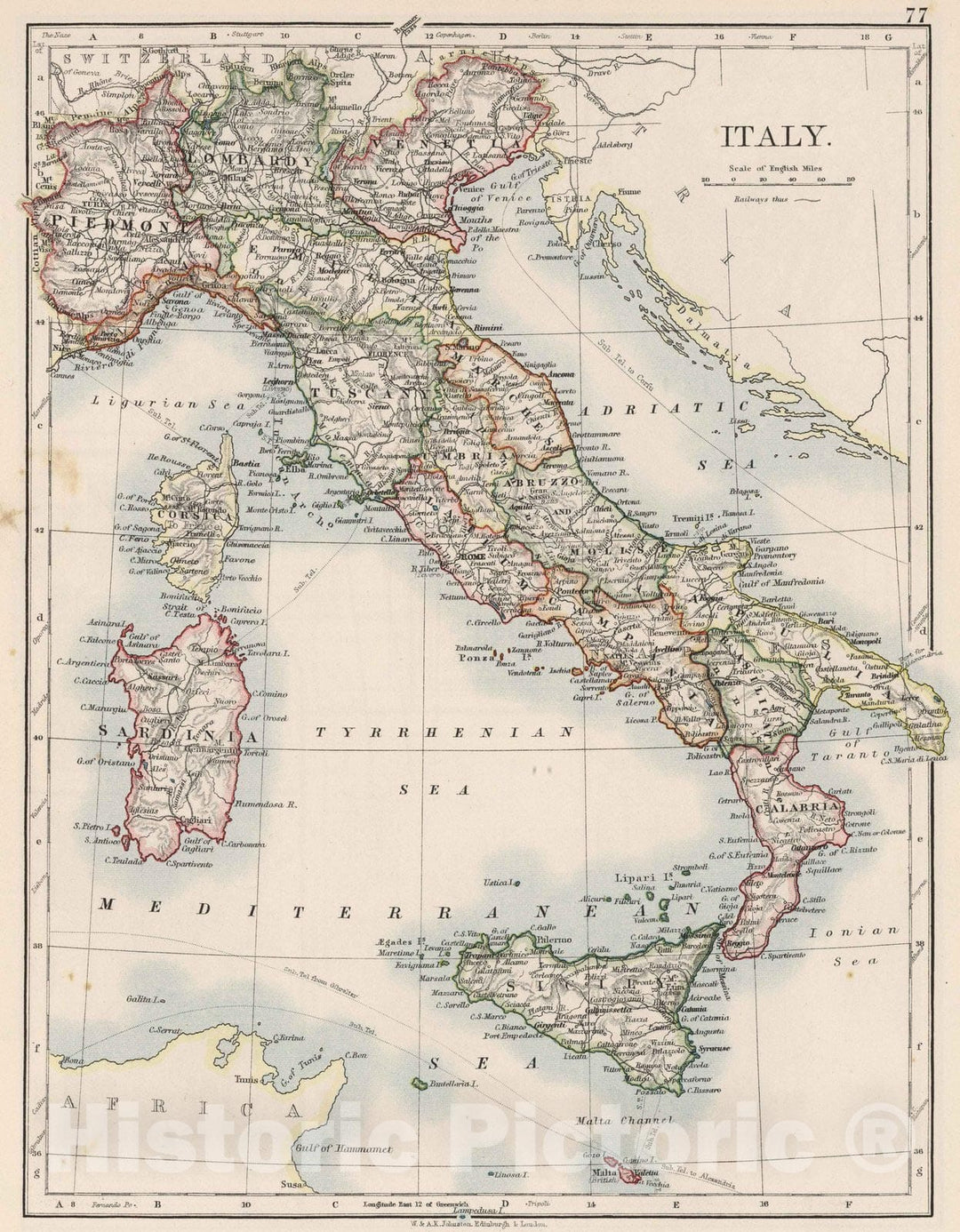 Historic Wall Map : 1906 Italy. - Vintage Wall Art