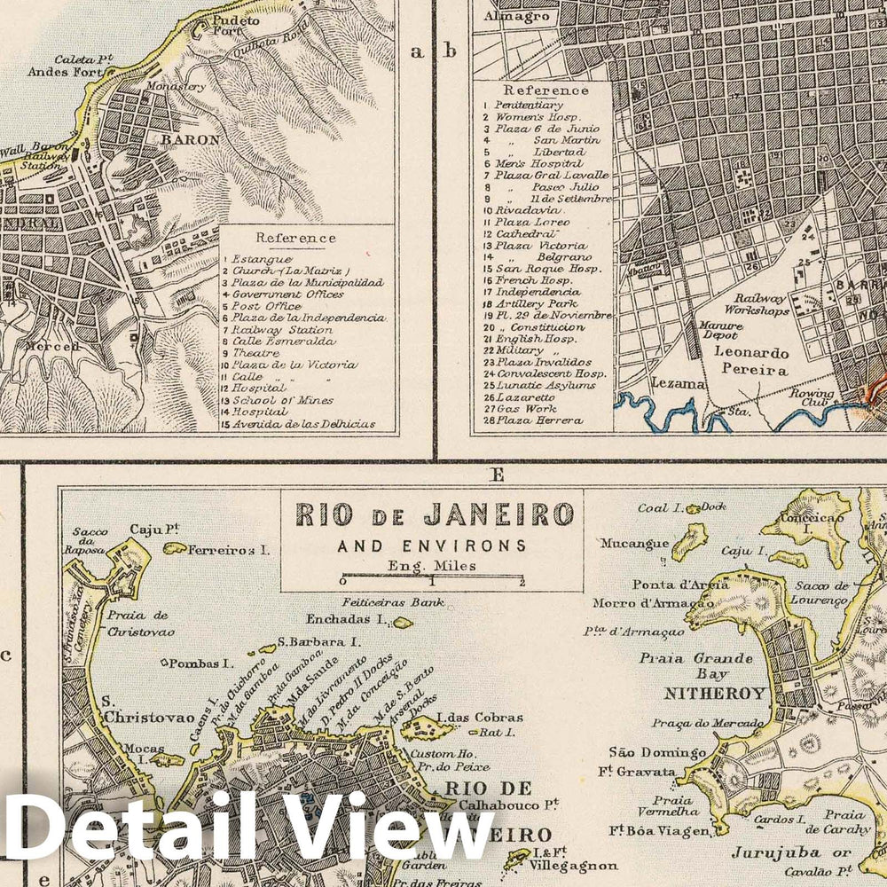 Historic Map : Valparaiso (Chile), 1906 Valparaiso. Buenos Aires. Rio de Janeiro Galapagos Islands. Rio de Janeiro Harbour. La Plata. , Vintage Wall Art