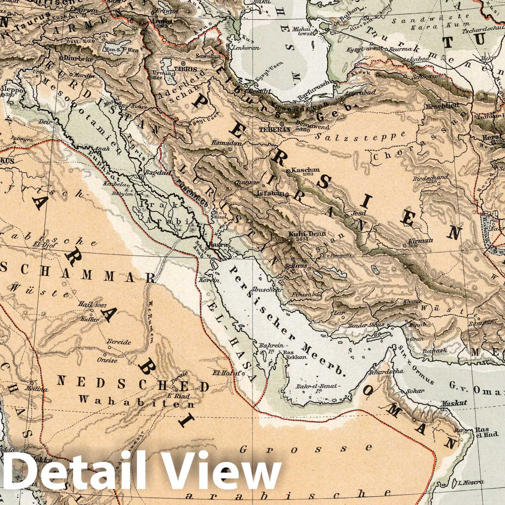 Historic Map : West Asia 1896 Vorder-Asien , Vintage Wall Art