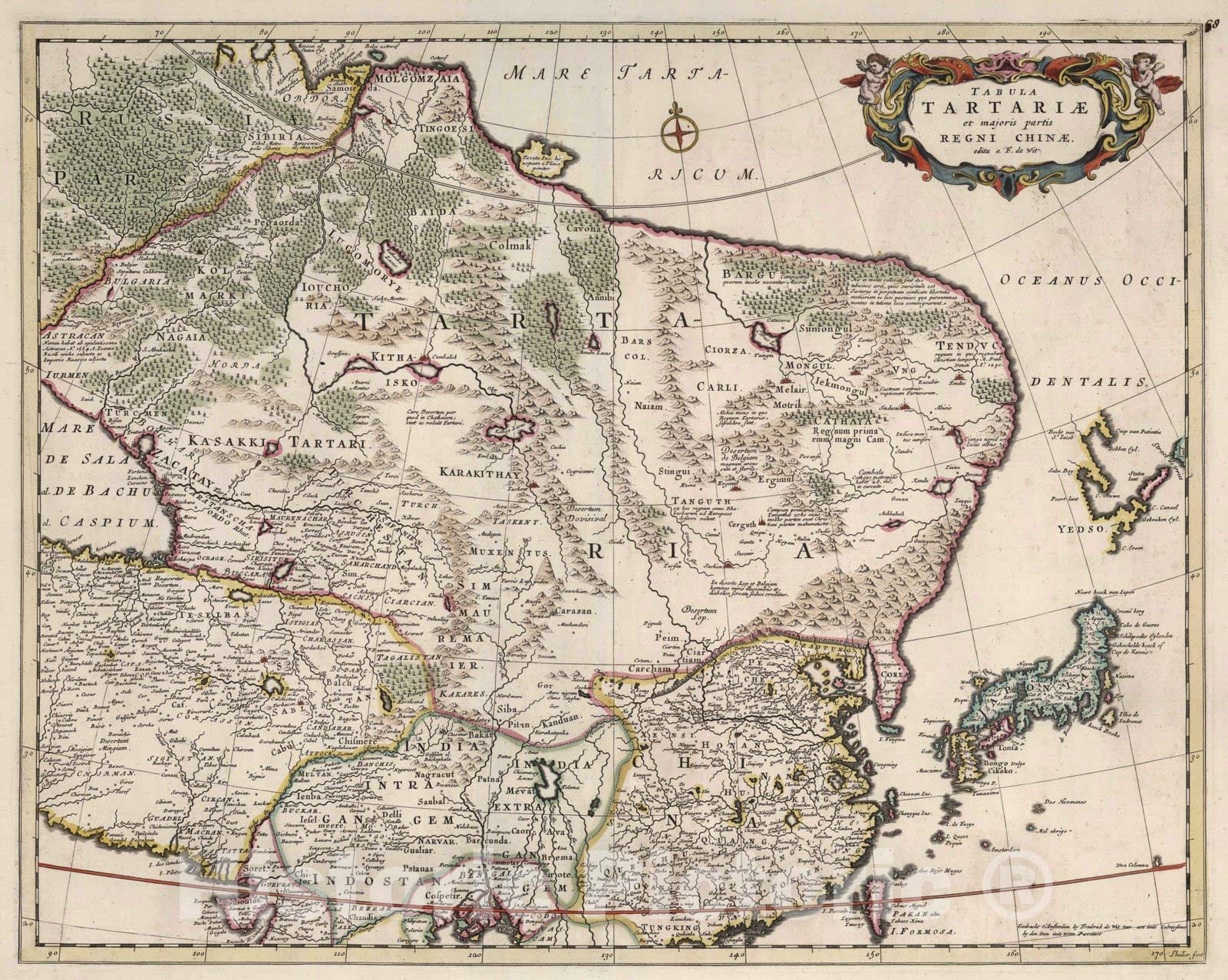 Historic Map : China, 1682 Tabula Tartariae et majoris partis Regni Chinae. , Vintage Wall Art