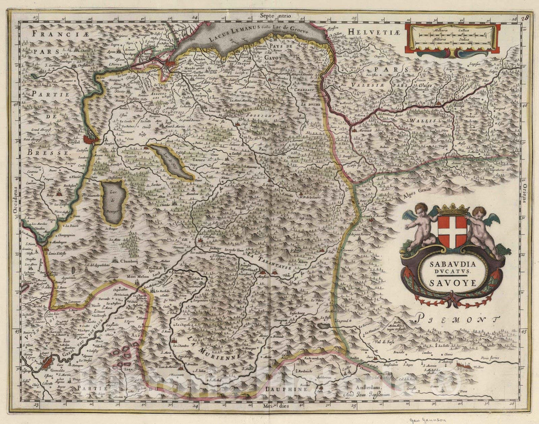 Historic Map : Savoy , France 1682 Sabaudia Ducatus. Savoye. , Vintage Wall Art