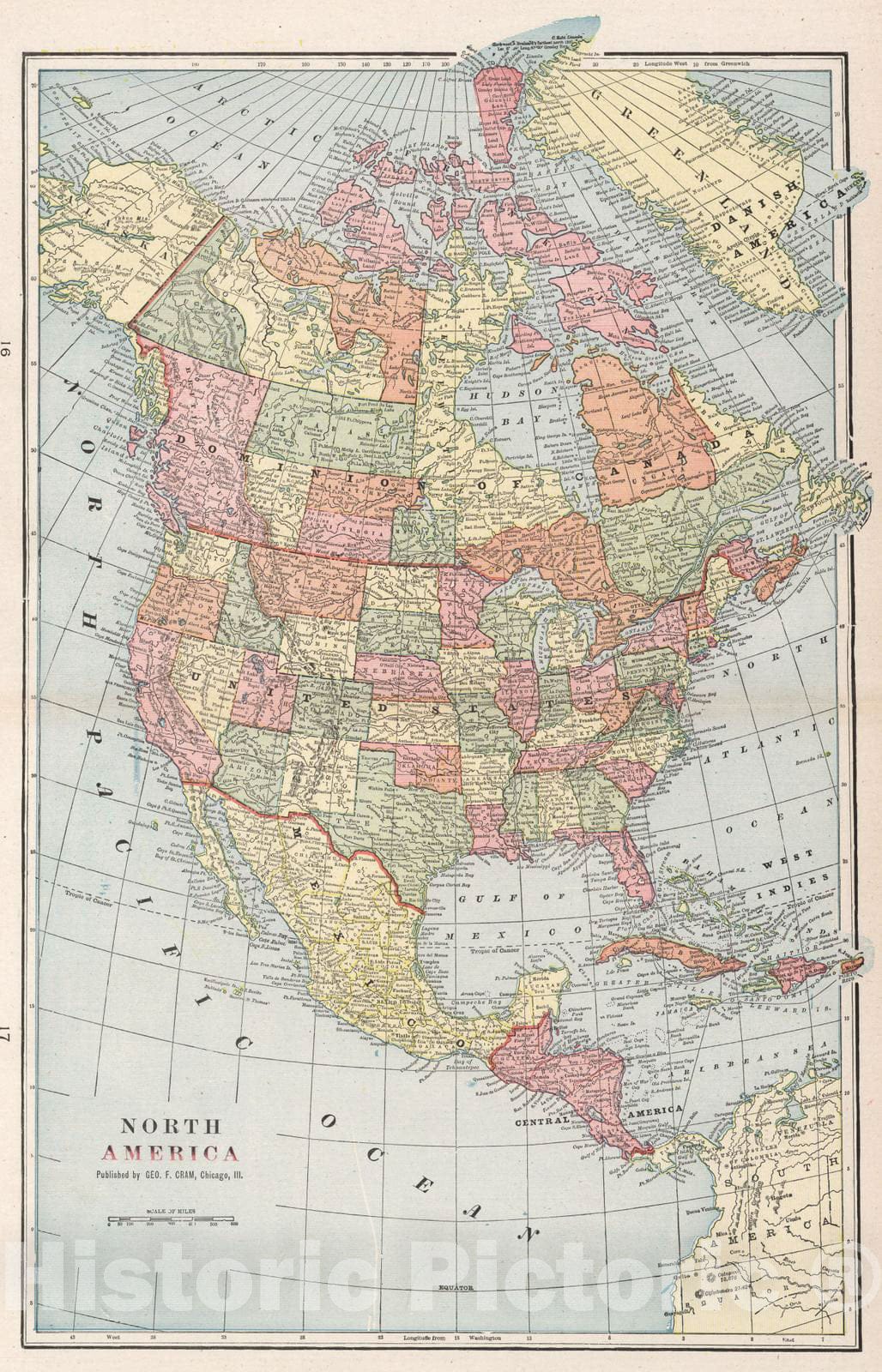 Historic Wall Map : 1901 North America - Vintage Wall Art