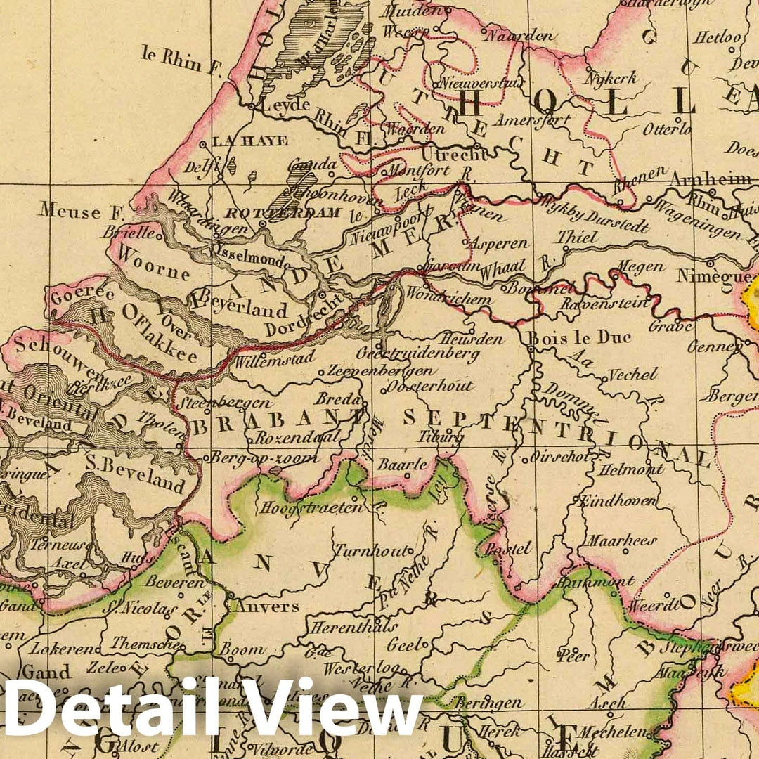 Historic Map : Belgium; Netherlands, 1837 Belgique et de Hollande, 1812. , Vintage Wall Art