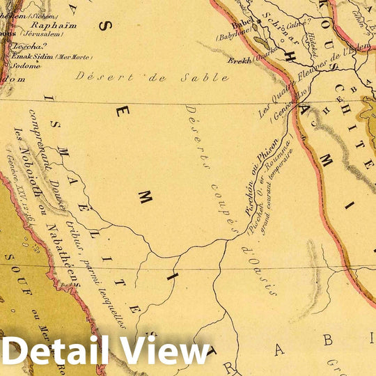 Historic Map : Saudi Arabia; Turkey, Middle East 1874 La table des peuples de Moise et geographie de la Genese. , Vintage Wall Art