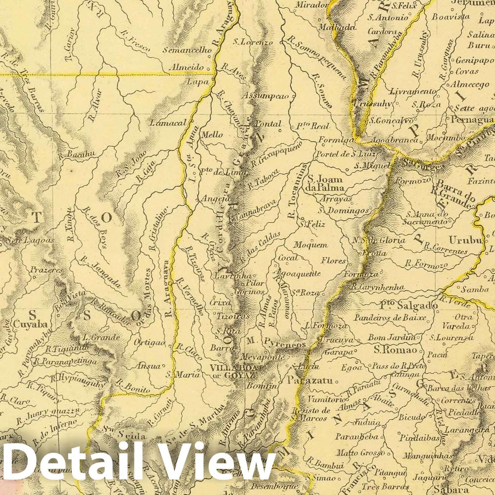 Historic Map : Brazil; Paraguay, 1854 Brazil, Uruguay, Paraguay & Guayana. , Vintage Wall Art