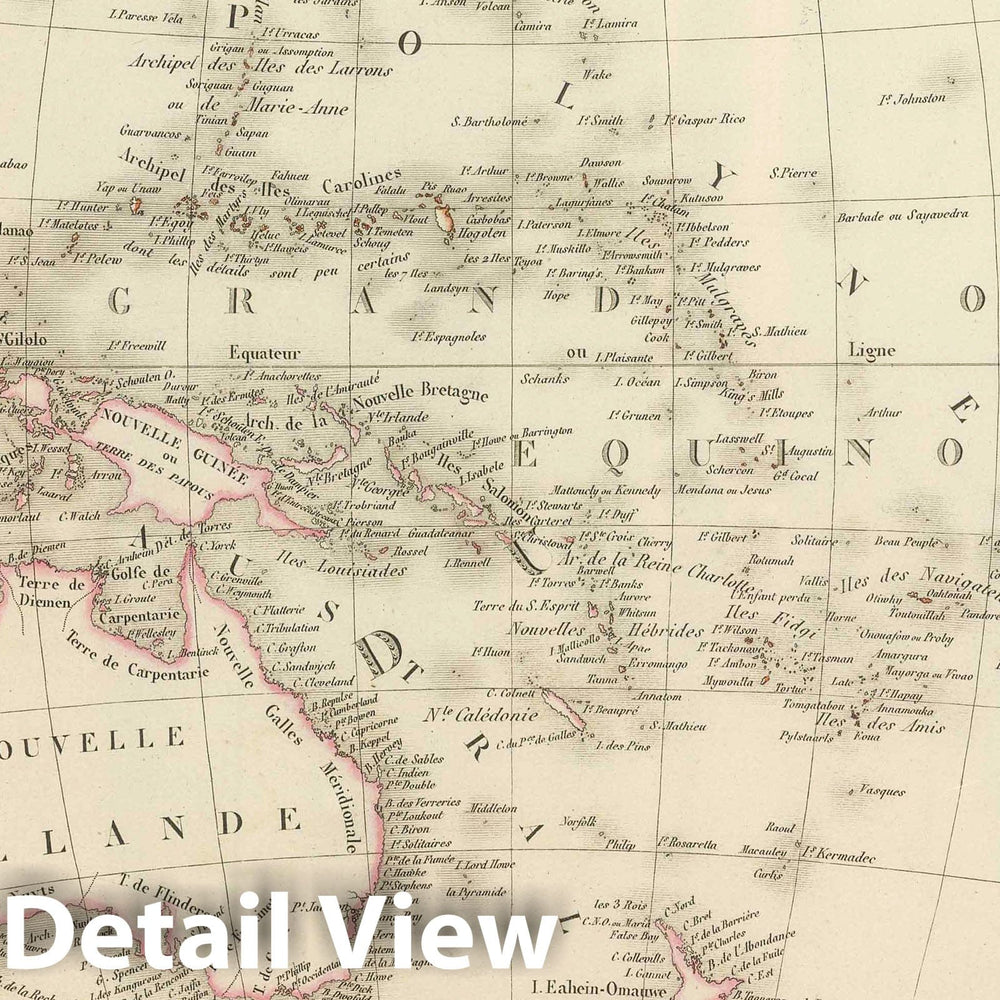 Historic Map : Australia; Indonesia, 1824 Carte de Oceanie. , Vintage Wall Art