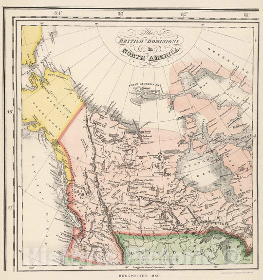 Historic Map : 1831 Bouchette's British Dominions in North America (portion). - Vintage Wall Art