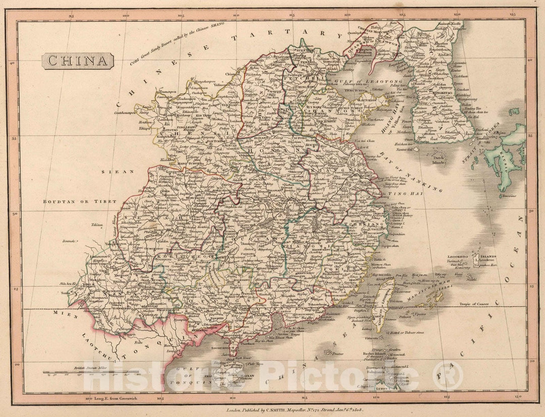 Historic Map : 1808 China. - Vintage Wall Art