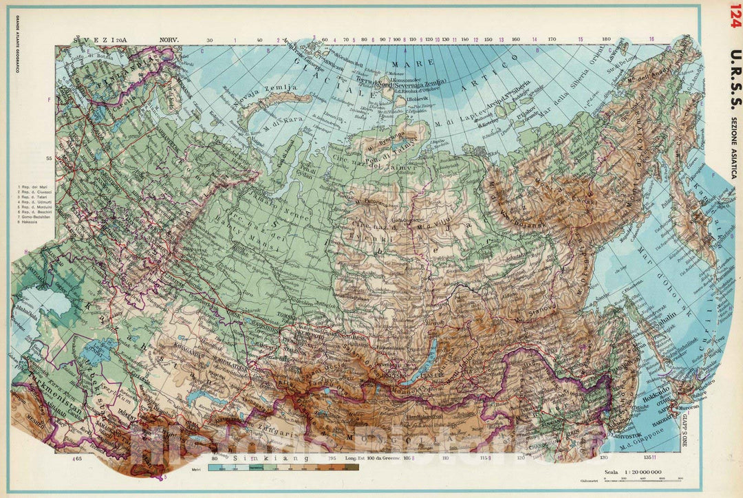 Historic Map : Russian Federation, 1952 U.R.S.S. Sezione Asiatica. , Vintage Wall Art