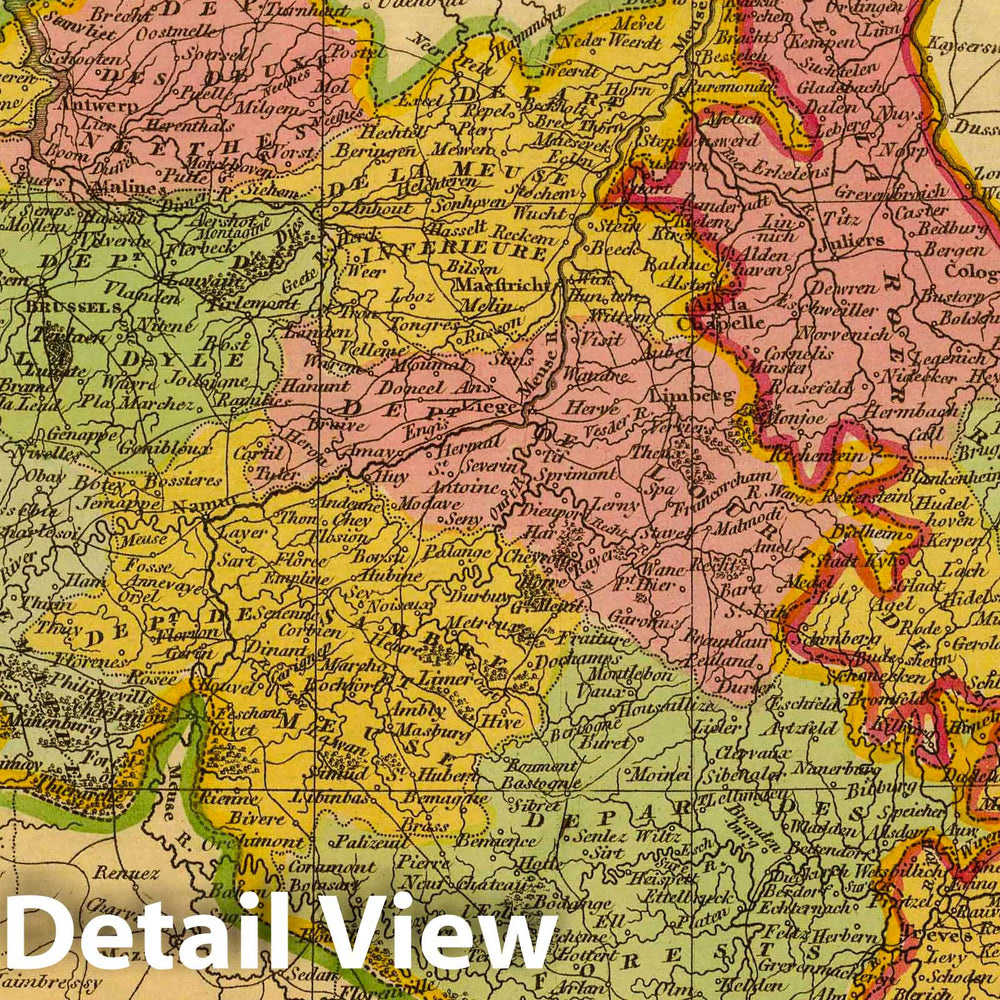 Historic Map : 1811 Netherlands, Germany W. of Rhine. - Vintage Wall Art