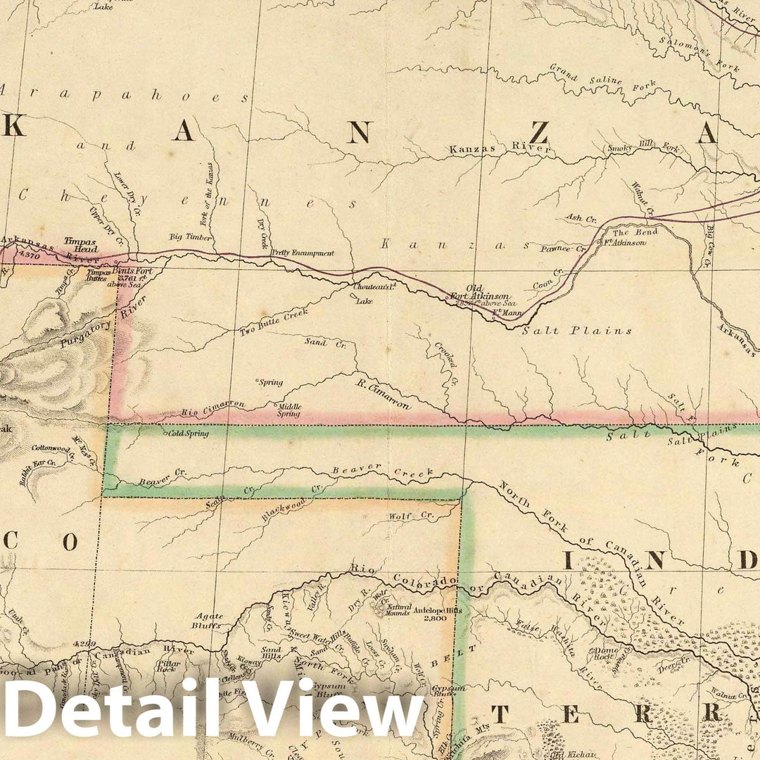 Historic Map : National Atlas - 1857 Territory of Kansas And Indian Territory. - Vintage Wall Art