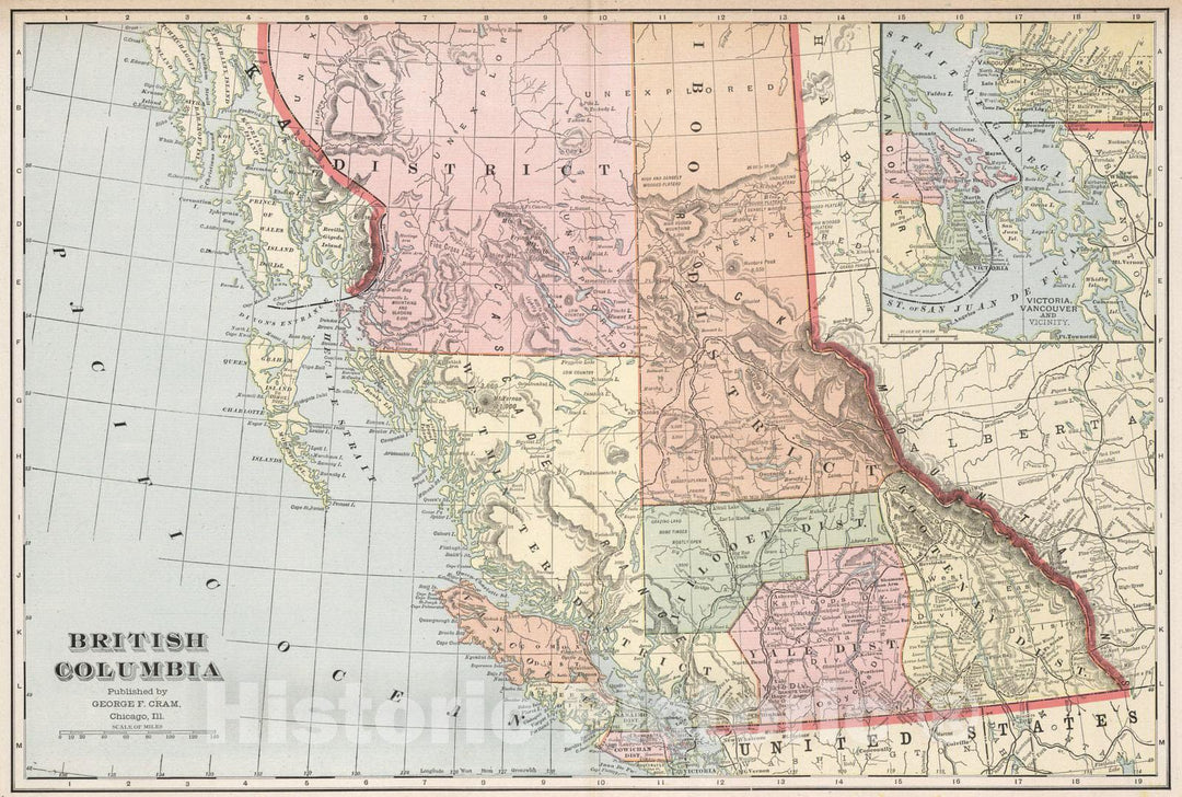 Historic Map : 1901 British Columbia - Vintage Wall Art