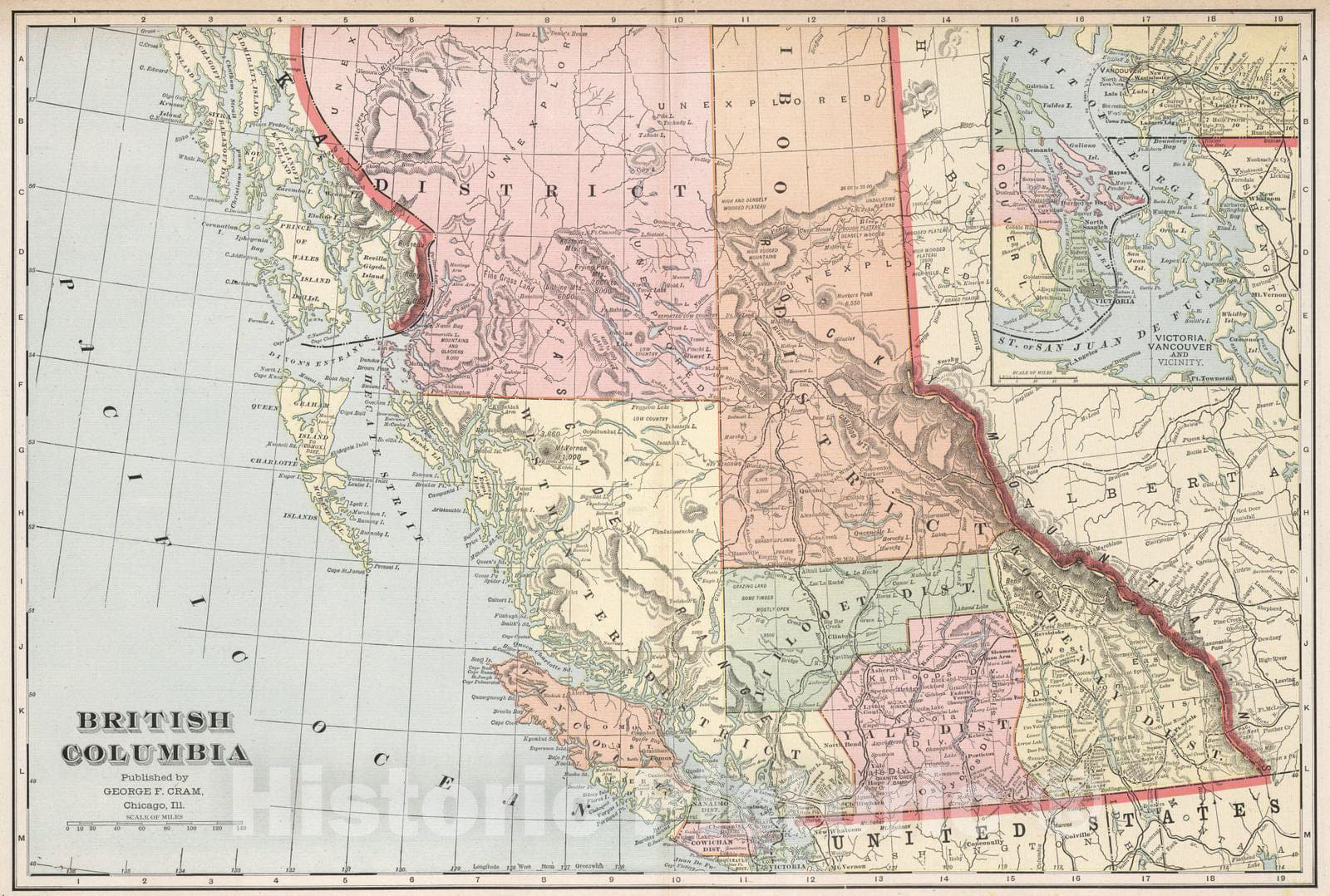 Historic Map : 1901 British Columbia - Vintage Wall Art