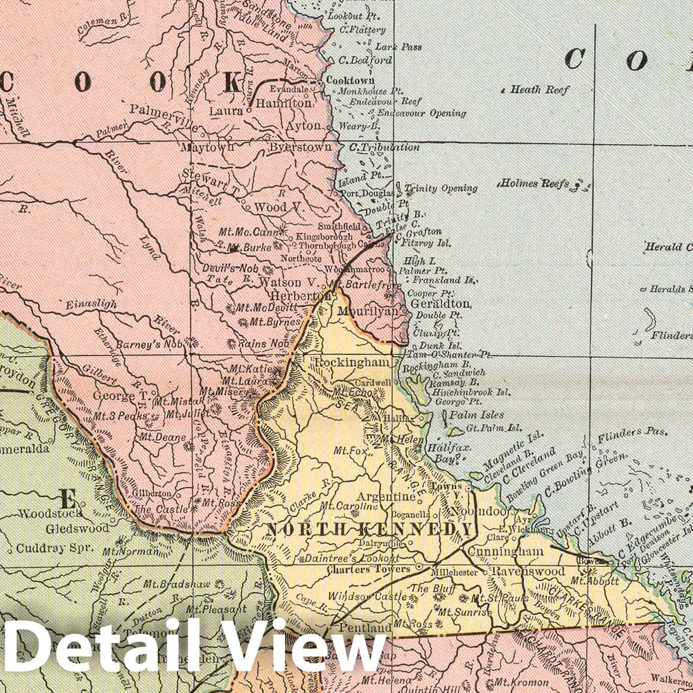 Historic Map : 1901 Queensland - Vintage Wall Art