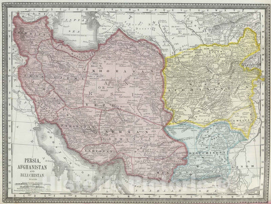 Historic Map : National Atlas - 1889 Persia, Afghanistan, and Beluchistan. - Vintage Wall Art