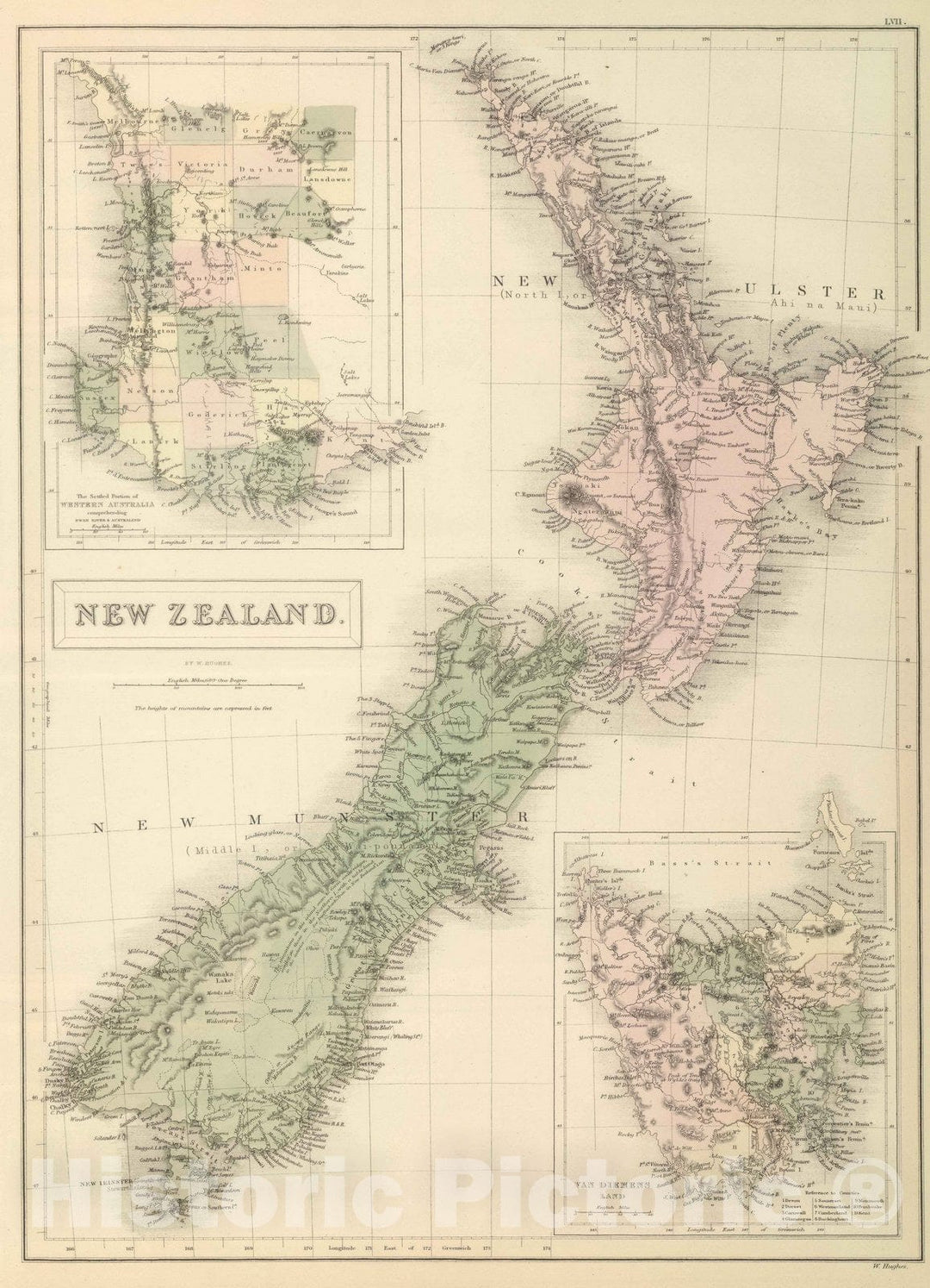 Historic Map : 1854 New Zealand : Vintage Wall Art