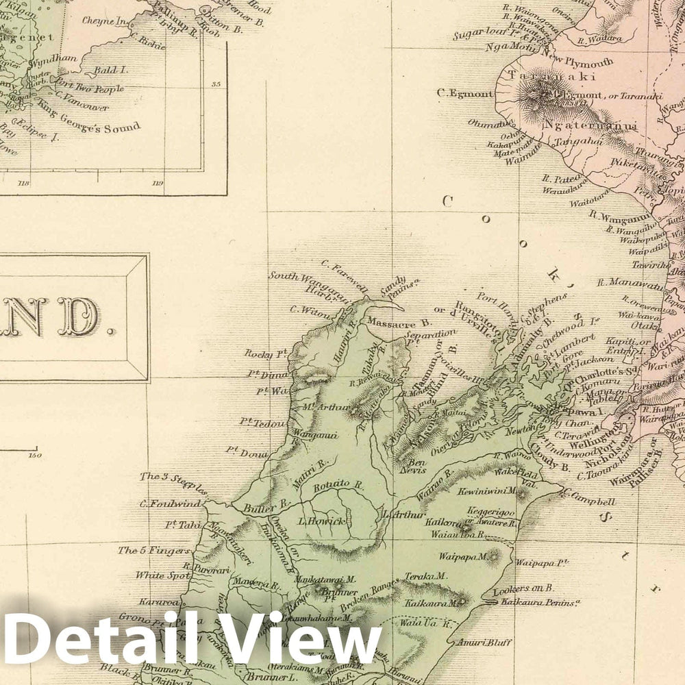 Historic Map : 1854 New Zealand : Vintage Wall Art