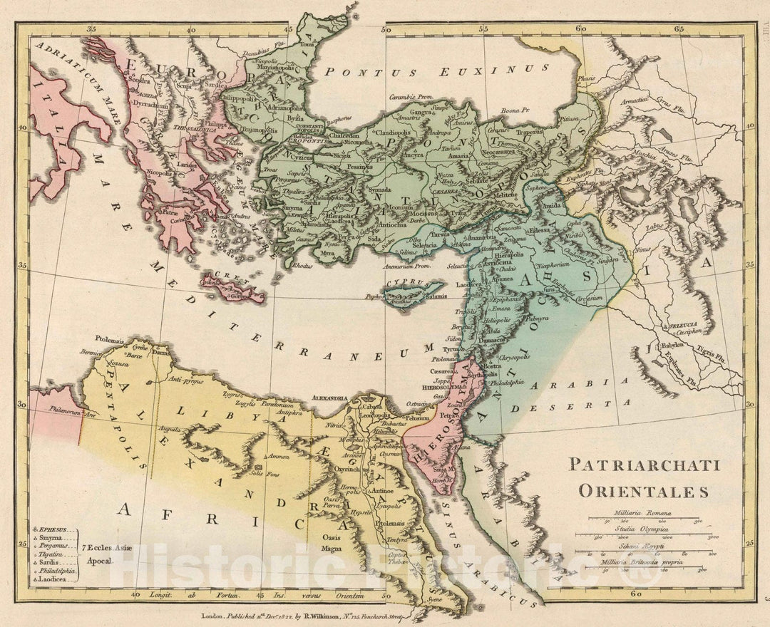 Historic Map : Greece; Turkey; Israel; Egypt, 1822 Patriarchati Orientales. , Vintage Wall Art