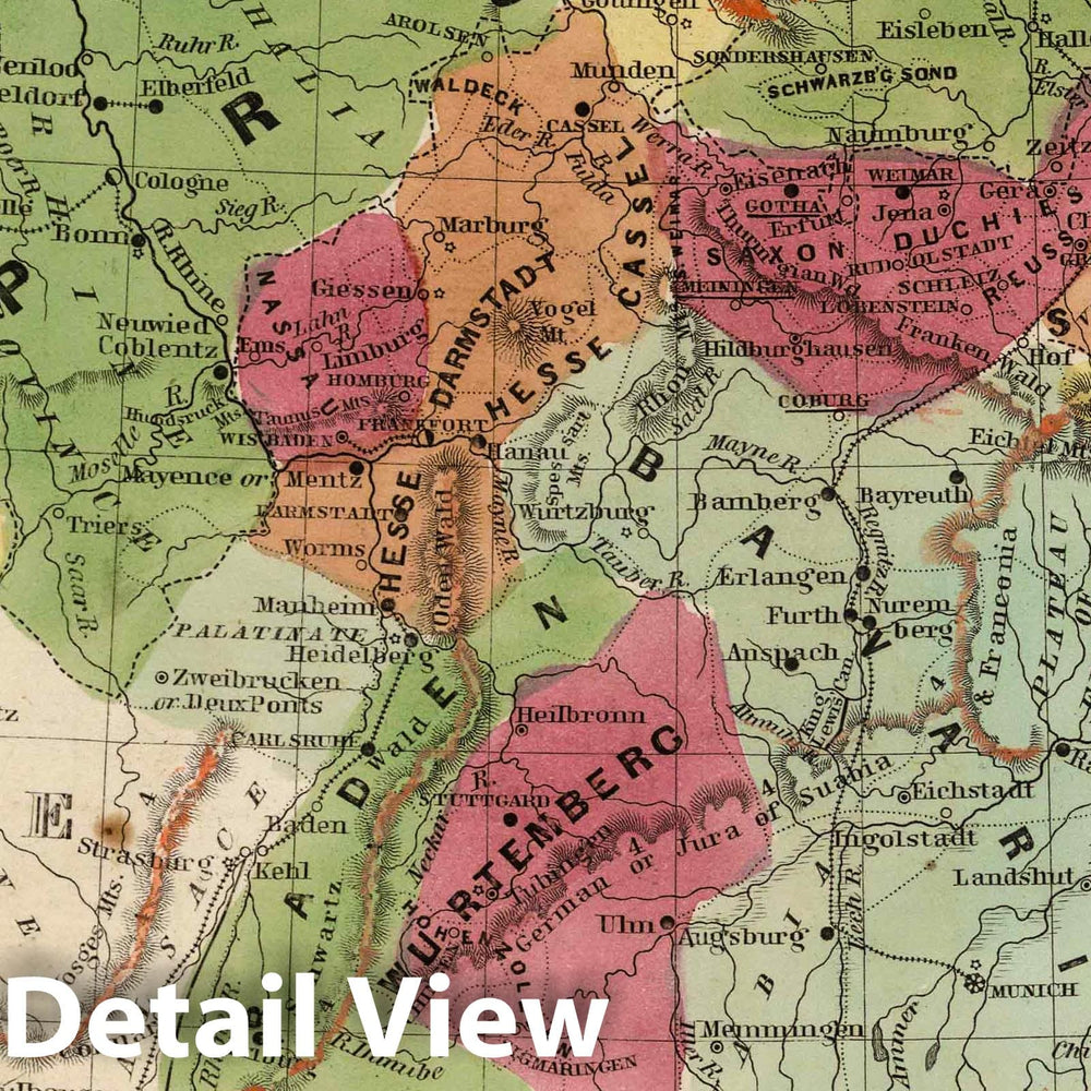 Historic Map : School Atlas - 1849 Political Map Of Germany - Vintage Wall Art