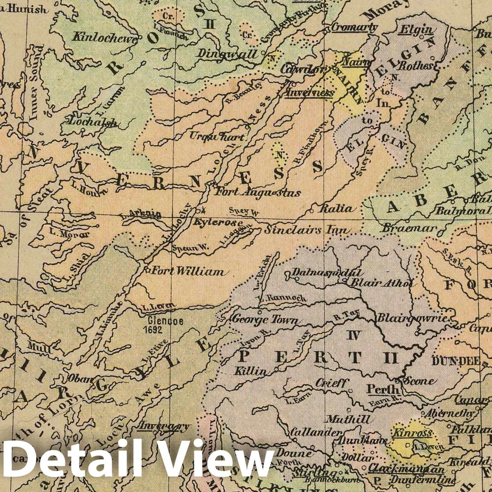 Historic Map : 1880 Political Map of Scotland. - Vintage Wall Art