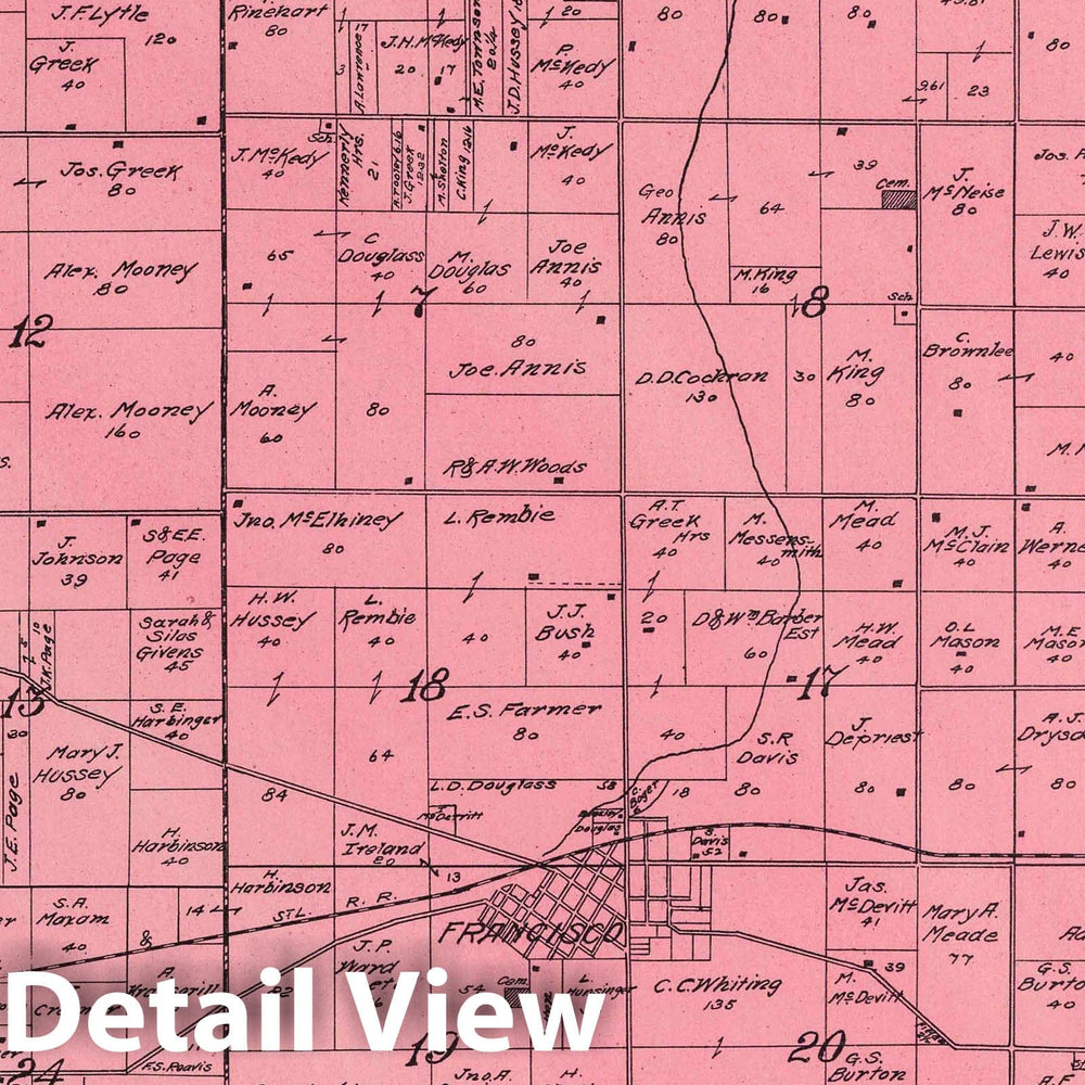 Historic Map : 1899 Center Township, Gibson County, Indiana. - Vintage Wall Art