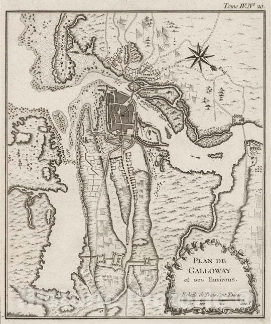 Historic Map : Ireland, , Europe 1764 Plan de Galloway et ses Environs , Vintage Wall Art