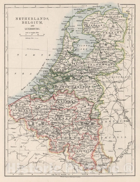 Historic Map : 1906 Netherlands, Belgium, and Luxemburg (Luxembourg). - Vintage Wall Art