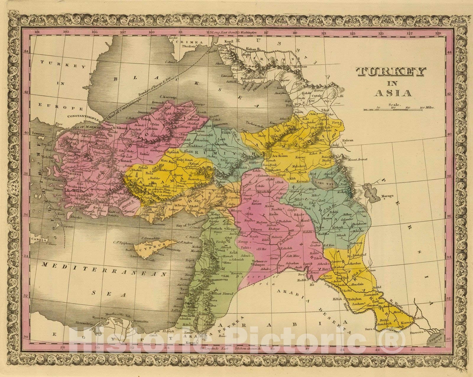 Historic Map : 1845 Turkey in Asia. v1 - Vintage Wall Art