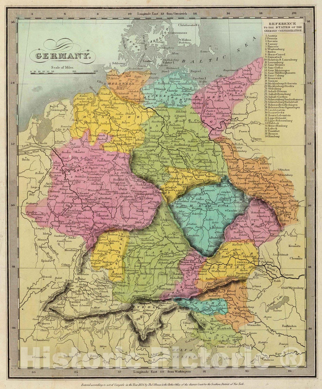 Historic Map : 1835 Germany. - Vintage Wall Art